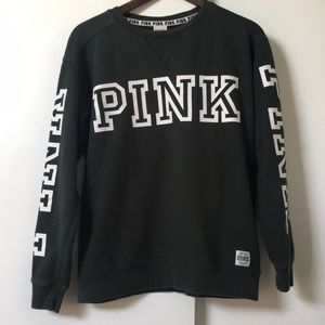 Oversized Forest Green Pink VS Crew Sweatshirt
